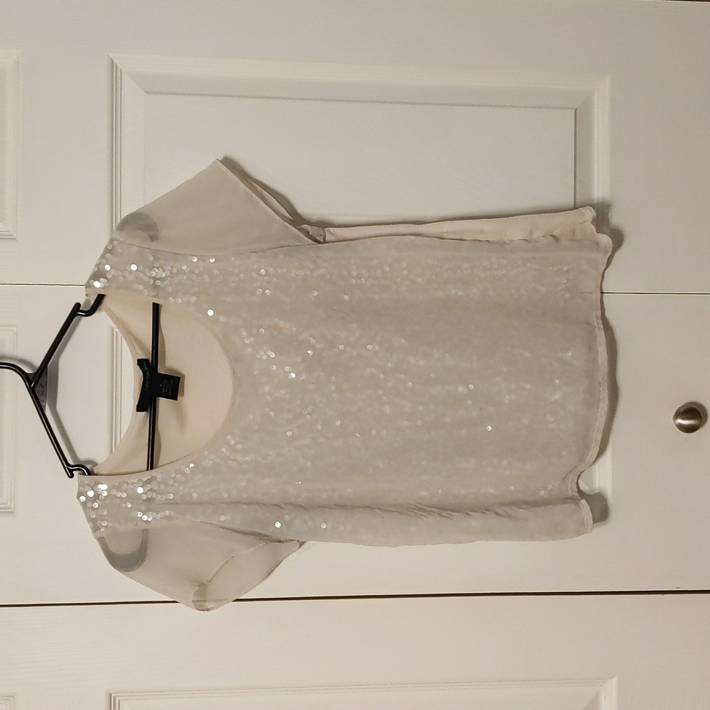 Calvin Klein off white sparkly t shirt